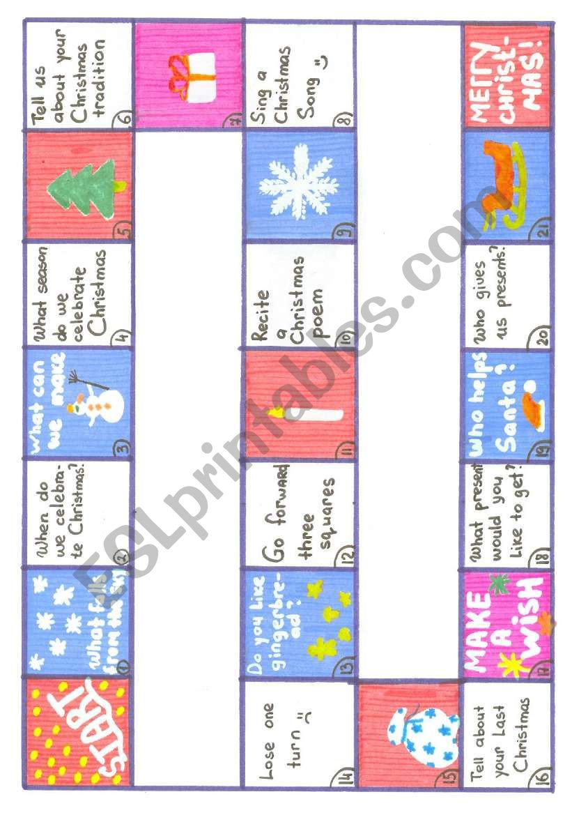 Board game for CHRISTMAS worksheet