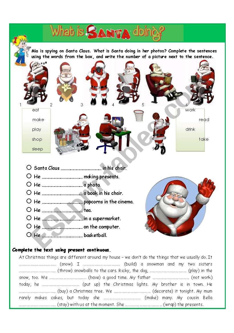 What is Santa doing? worksheet