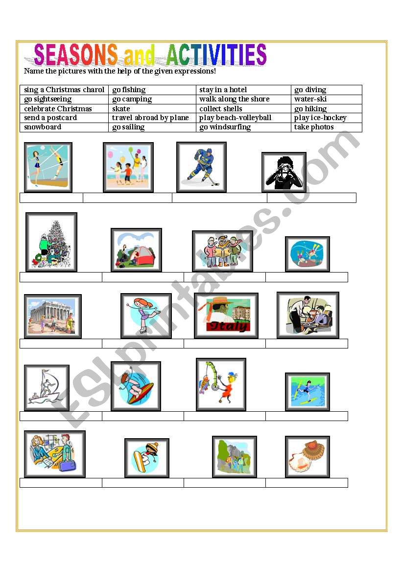 Seasons and Activities worksheet