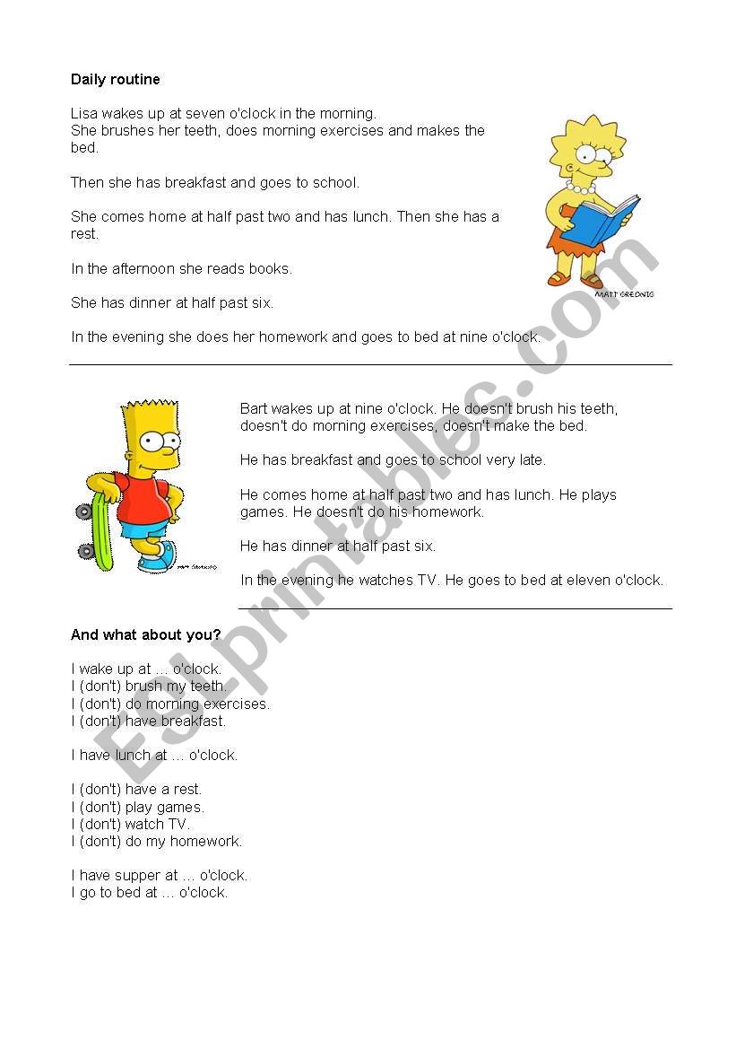 Daily routines - Simpsons and Me