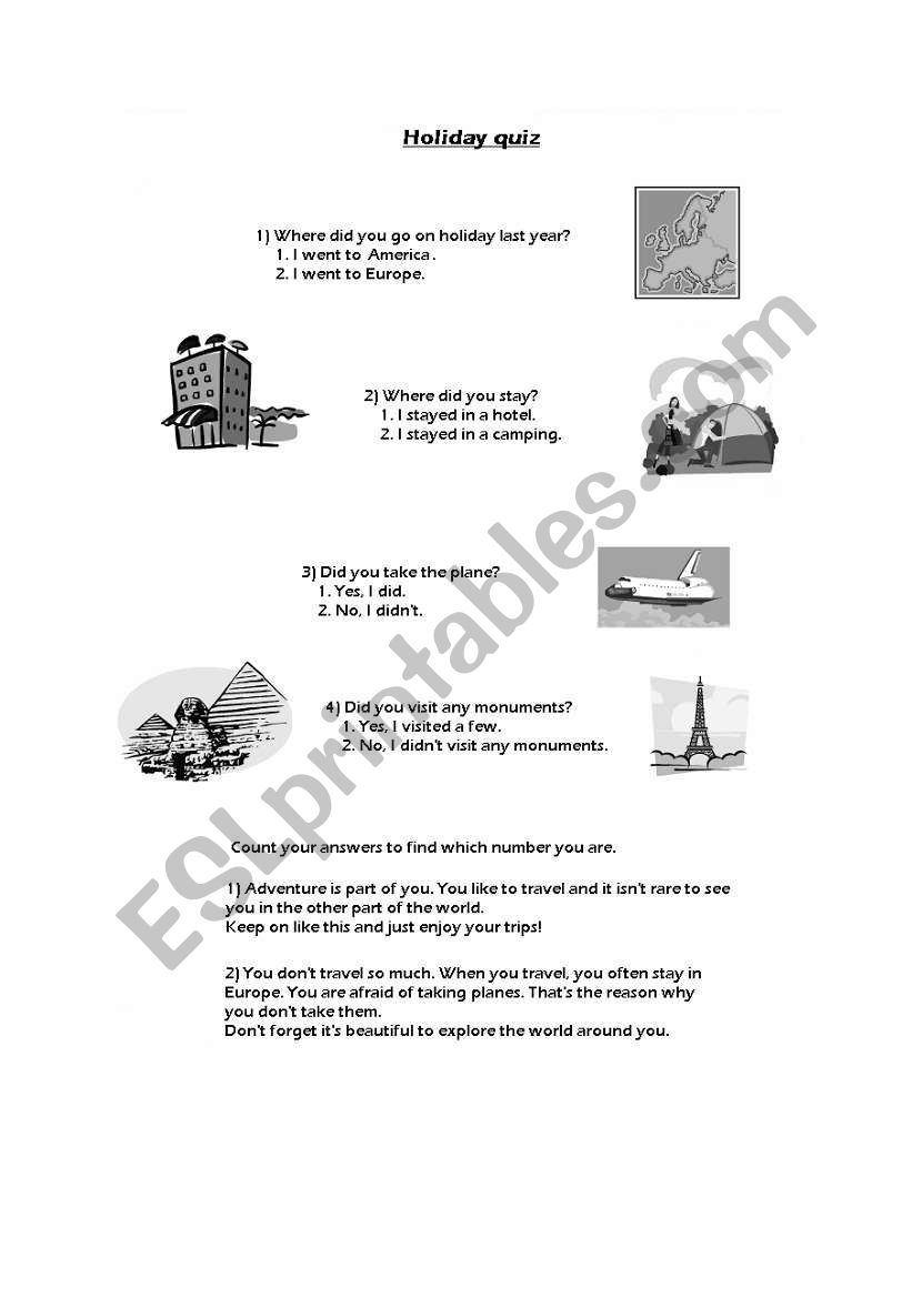 Holiday quiz worksheet