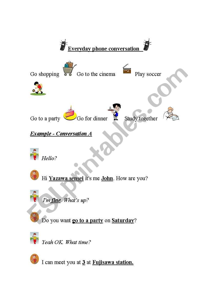 everyday phone conversation worksheet