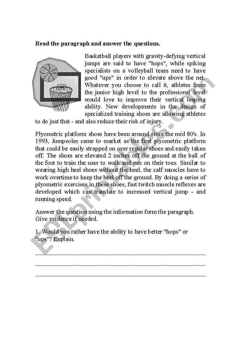 reading comprehension worksheet