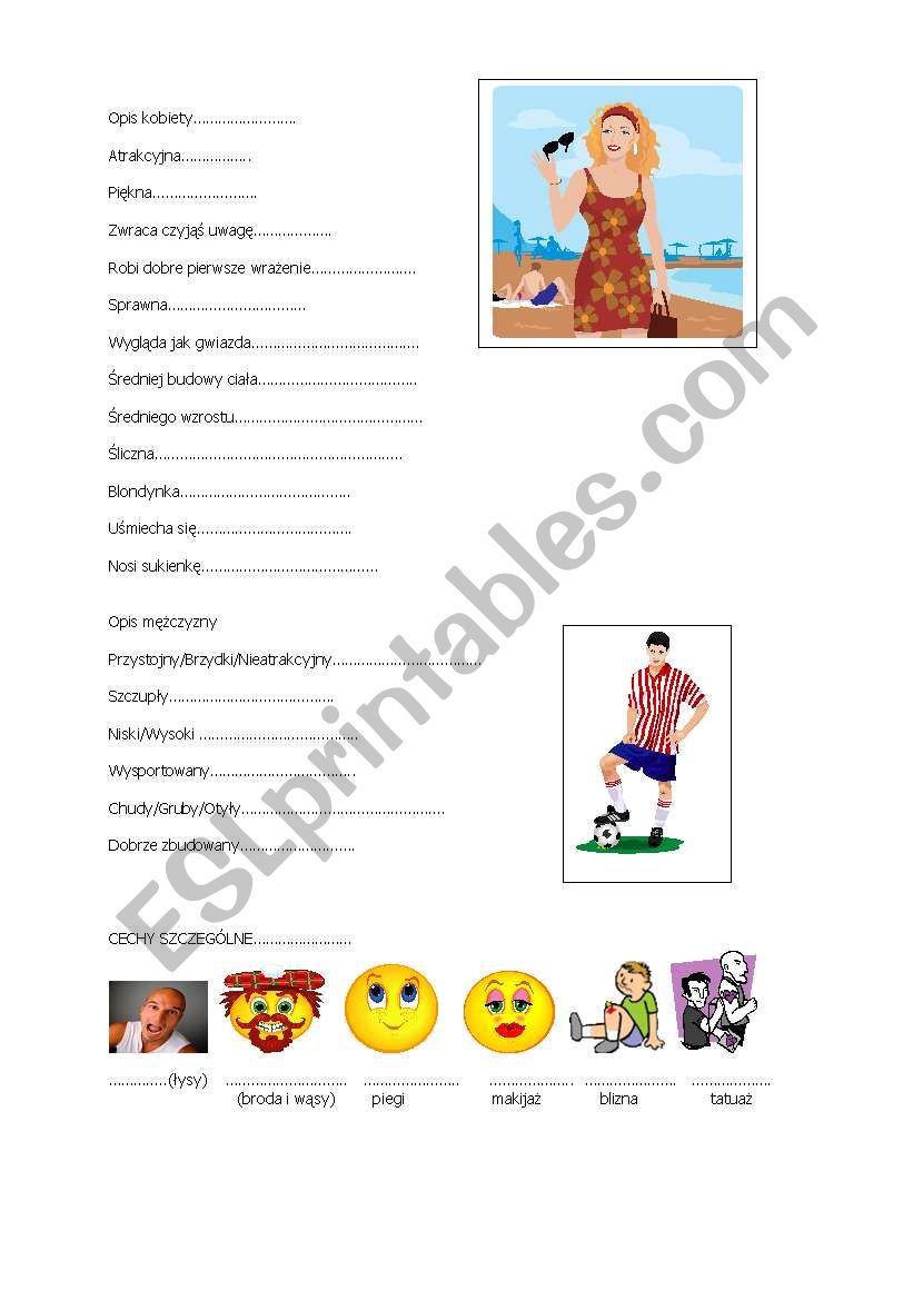 Describing physical apperance worksheet