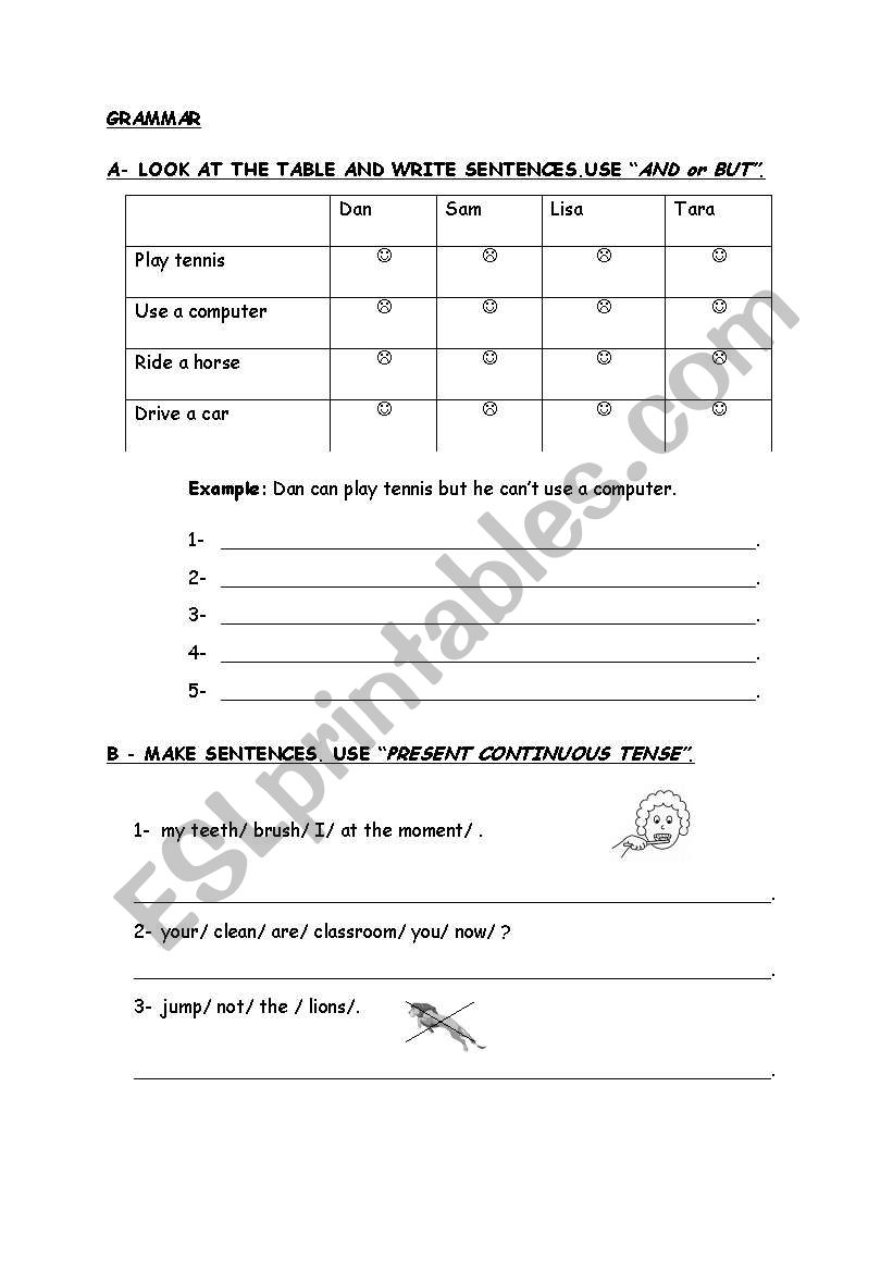 present continuous worksheet