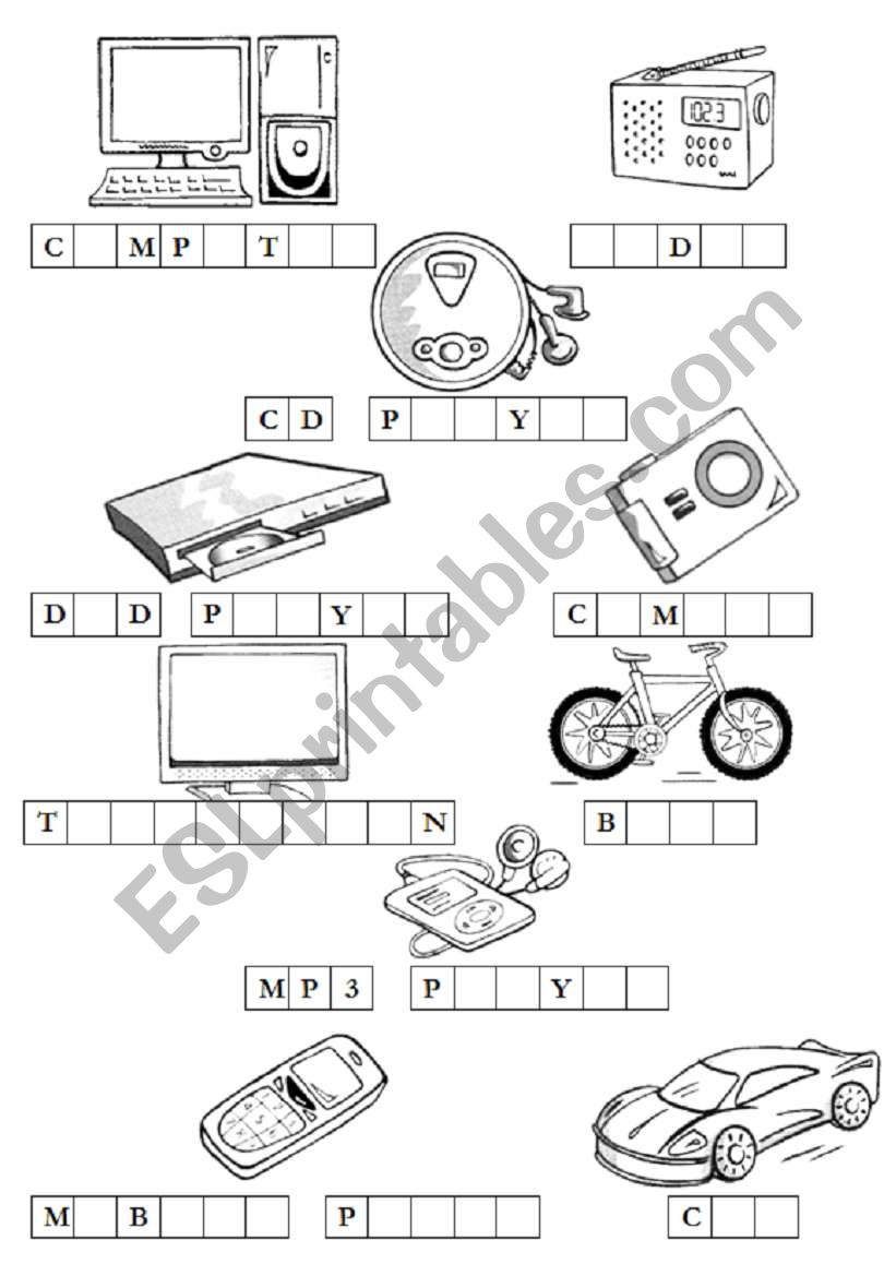 Technology - anagram worksheet