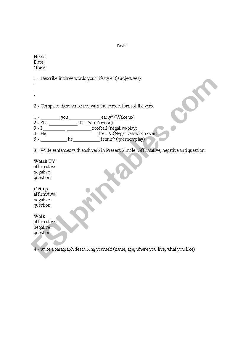 Present Simple worksheet