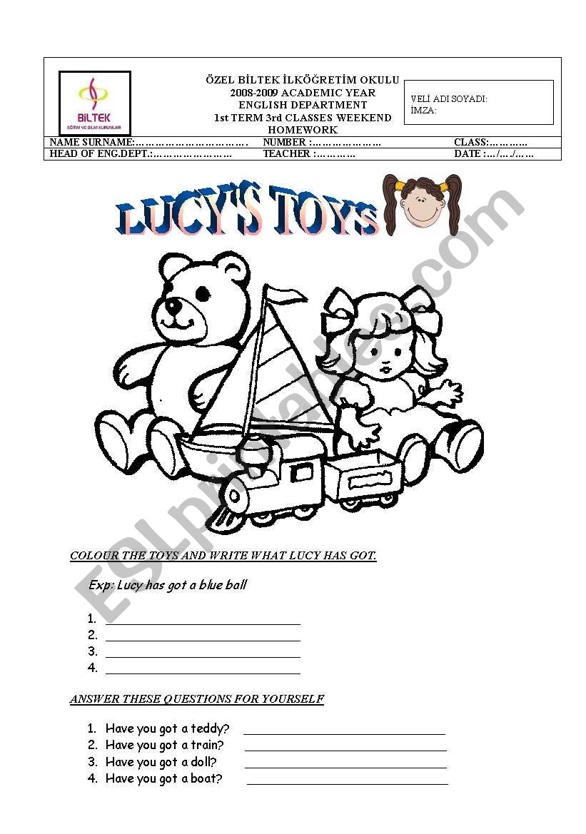 Lucys Toys worksheet