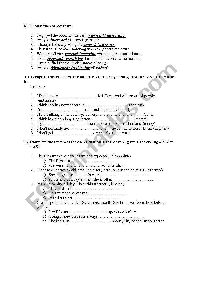 ADJECTIVES worksheet