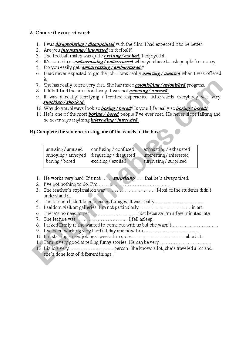 ADJECTIVES worksheet
