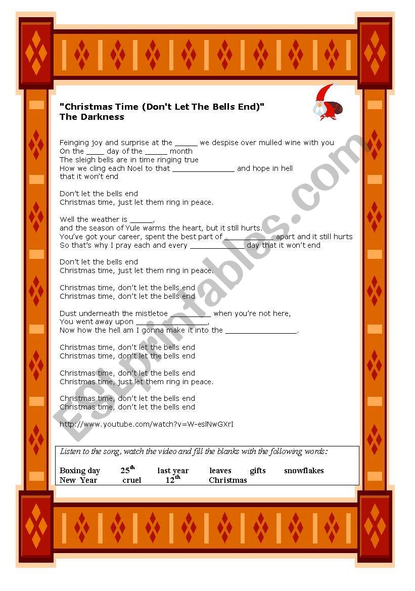 Christmas time worksheet