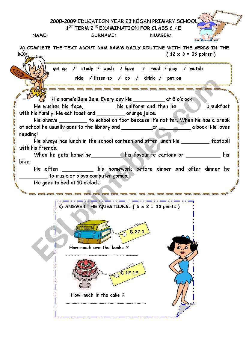 test worksheet