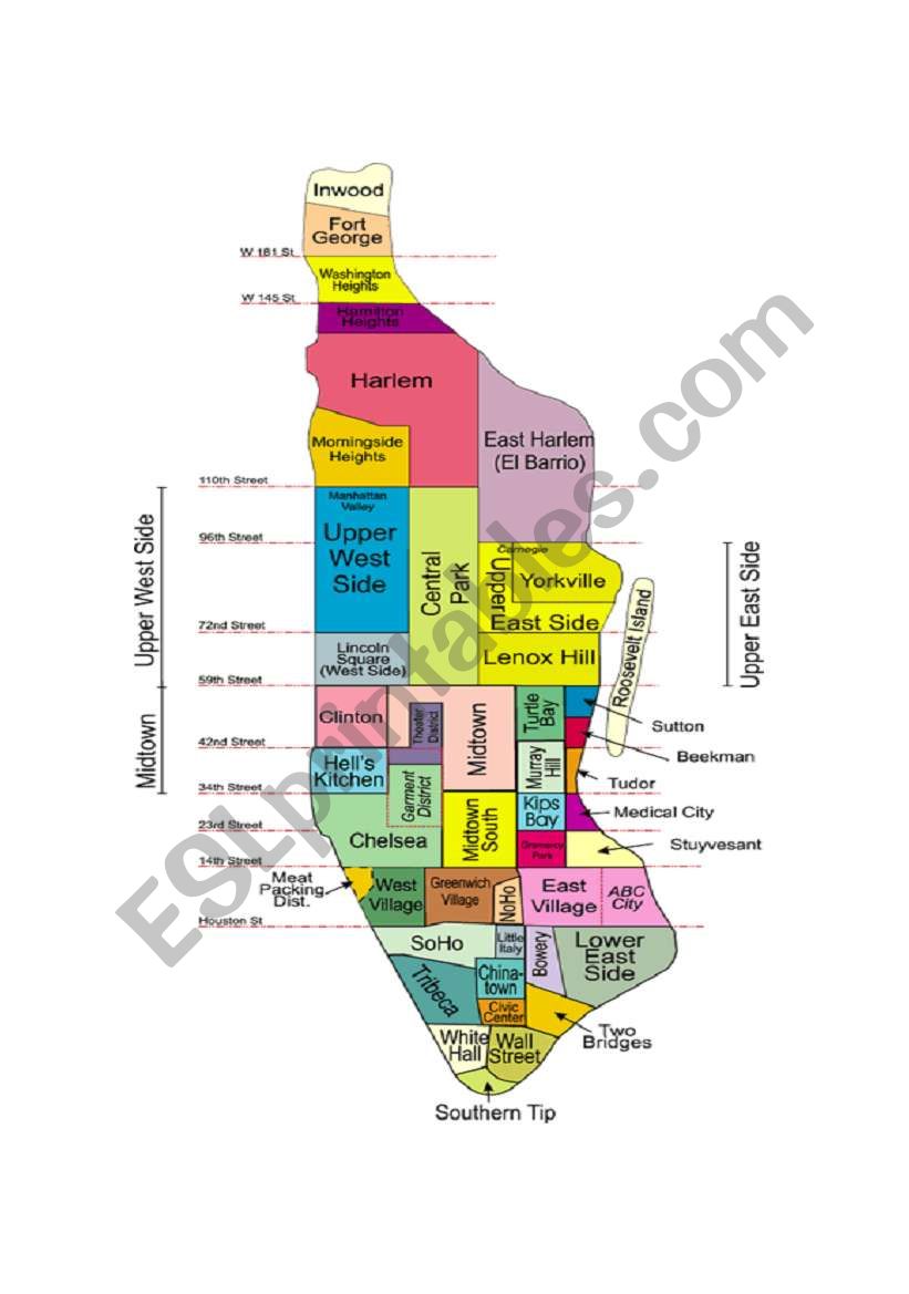 NYC Neighborhood Map worksheet