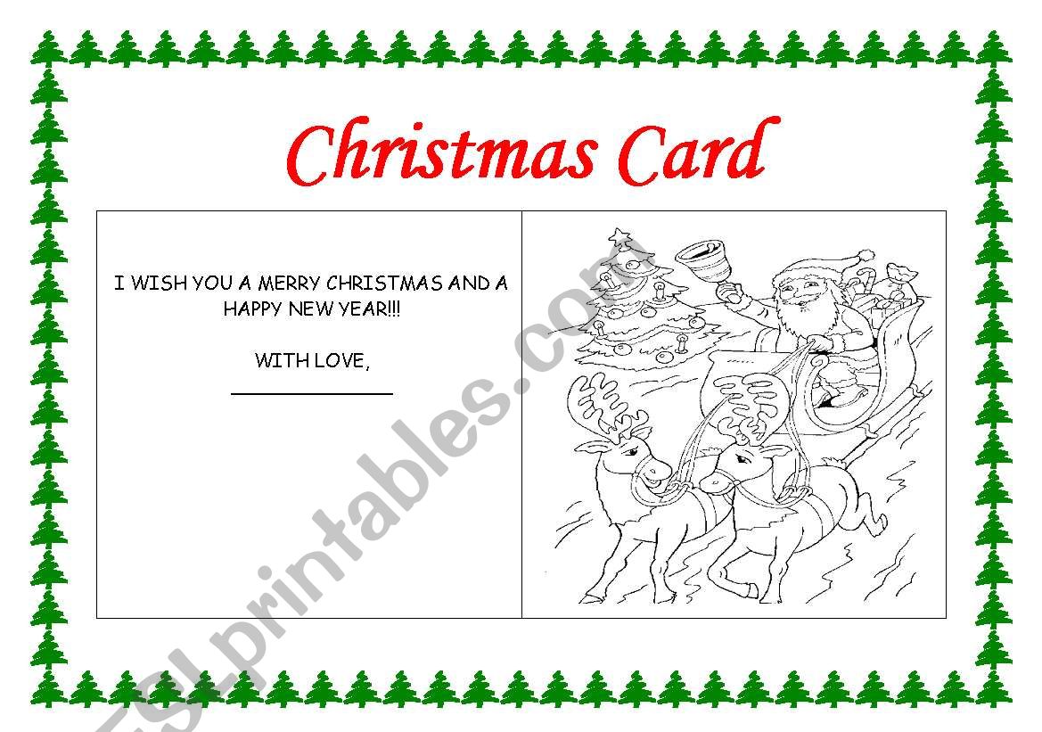 Making a Christmas card worksheet