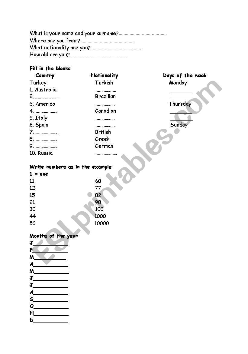 Quiz worksheet