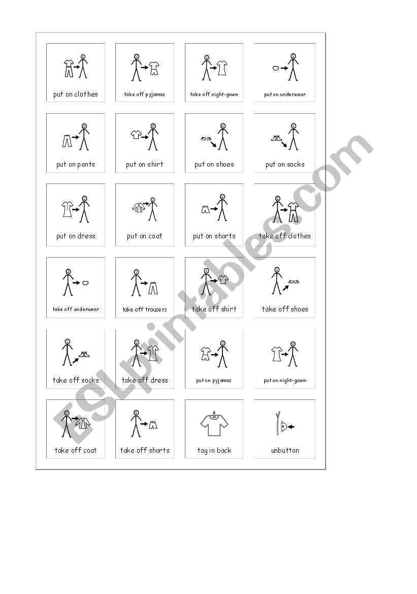 put on clothes worksheet