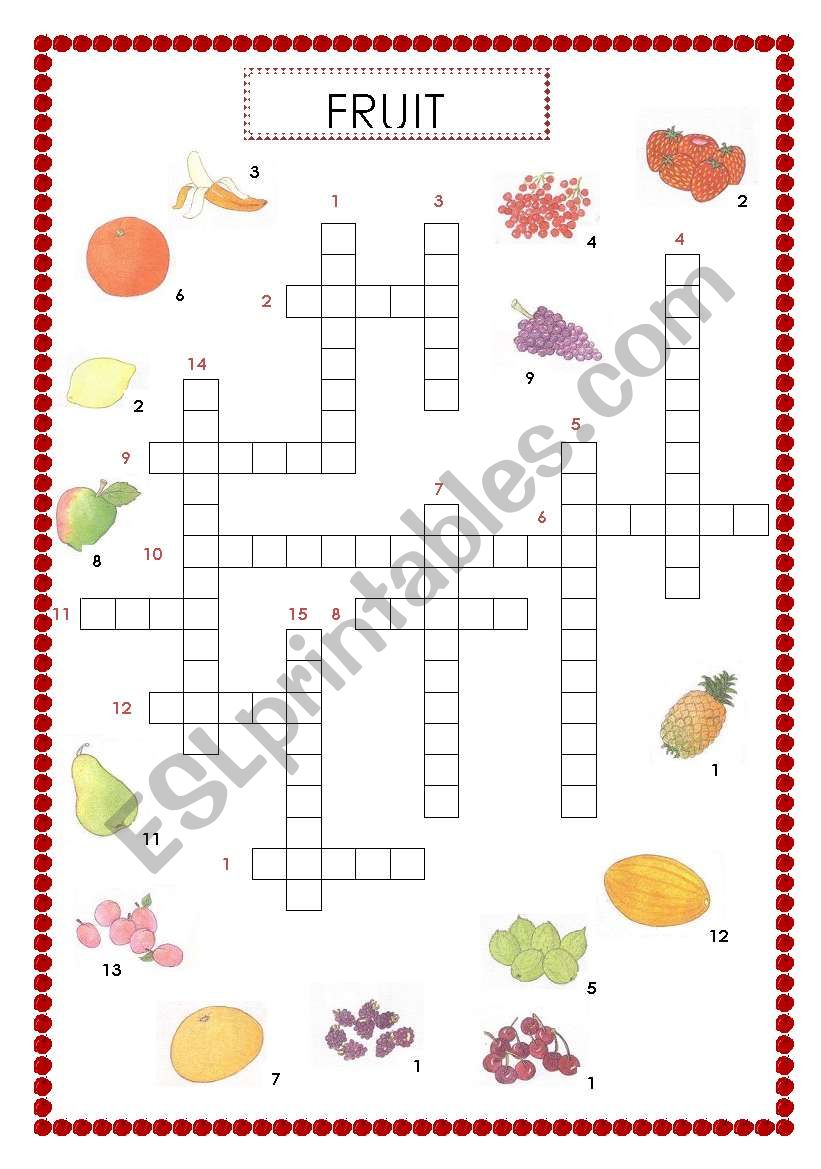 Fruit crossword worksheet