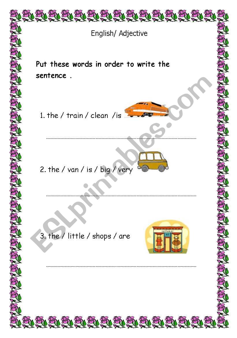 order the word worksheet