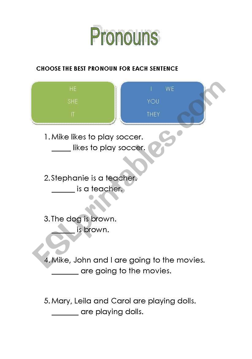 PRONOUNS worksheet