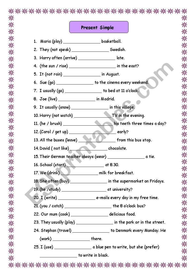 Present Simple worksheet