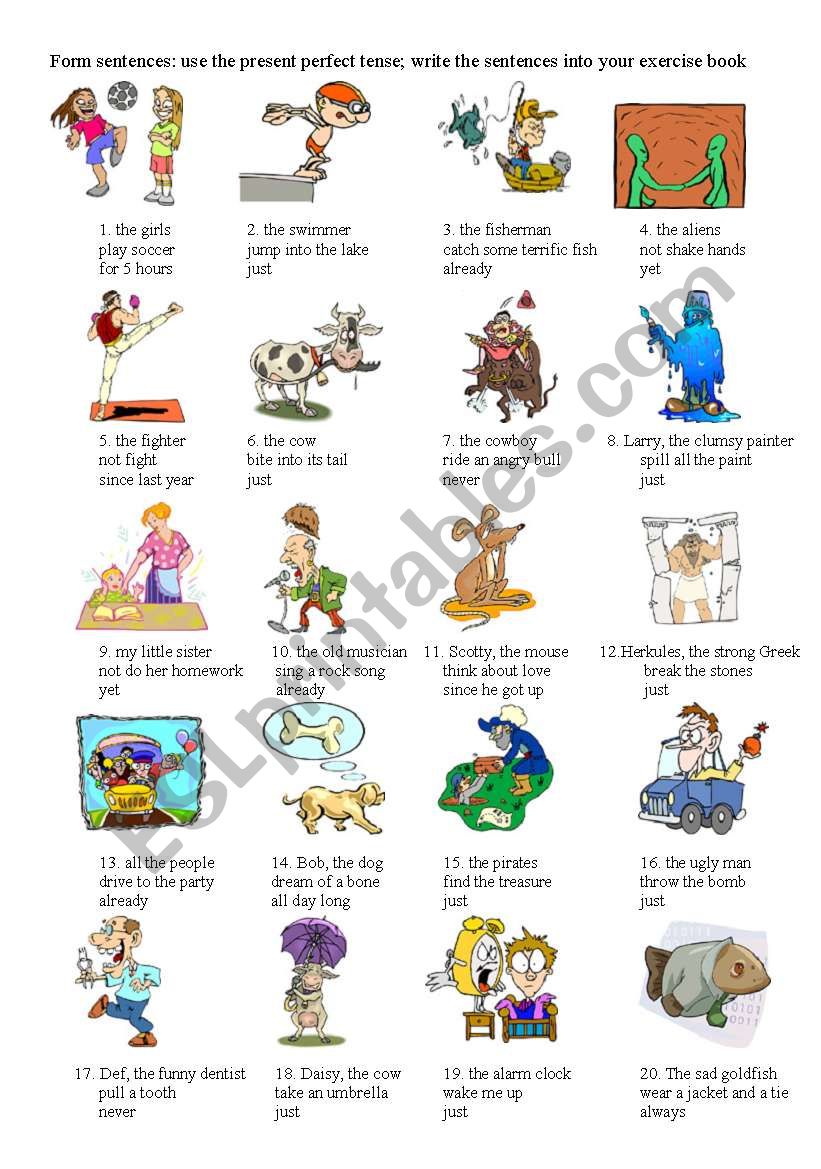 present perfect tense - form sentences