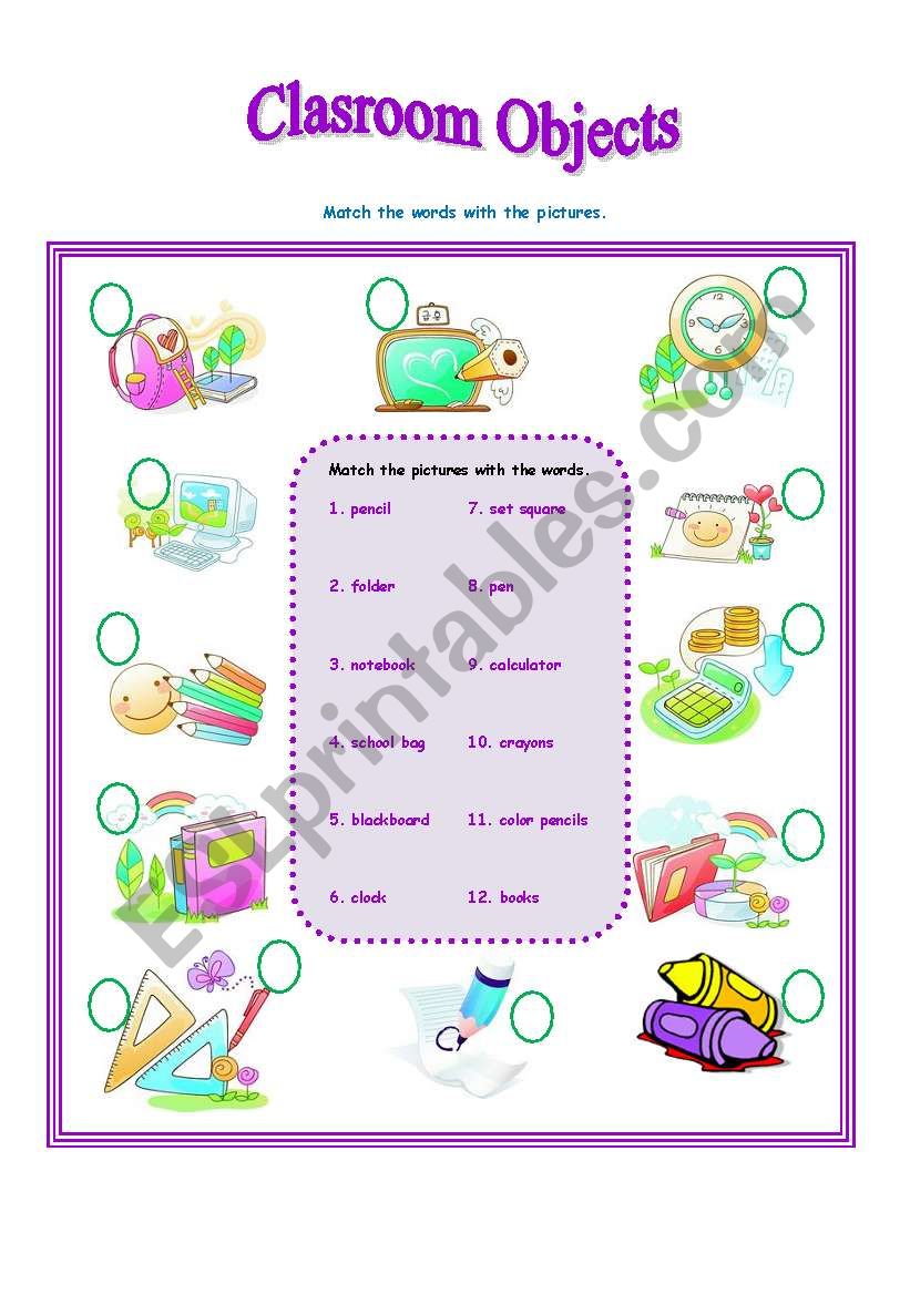 CLASSROOM OBJECT worksheet