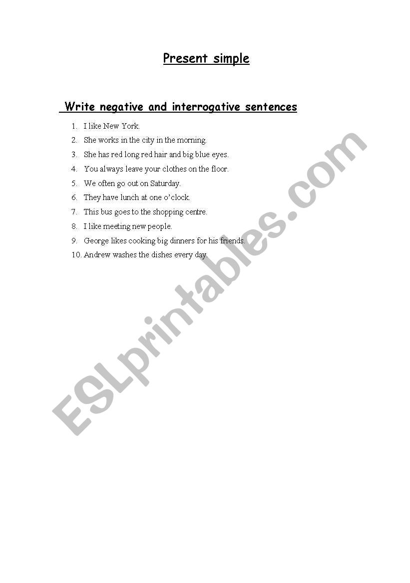 Present Simple worksheet