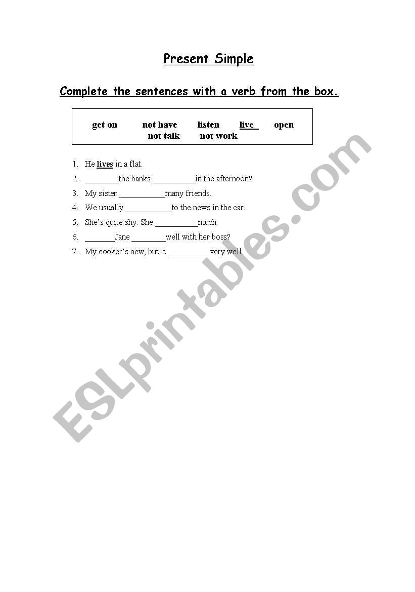 present simple worksheet