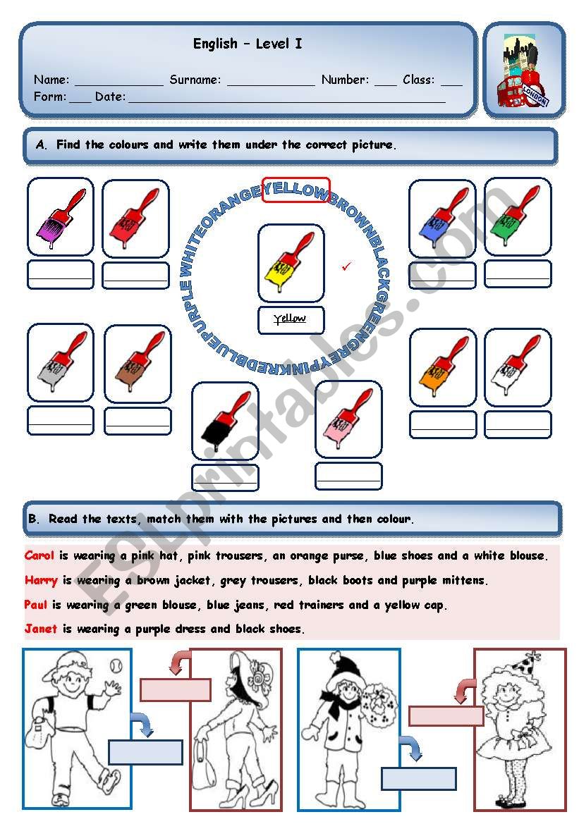 COLOURS AND CLOTHES worksheet