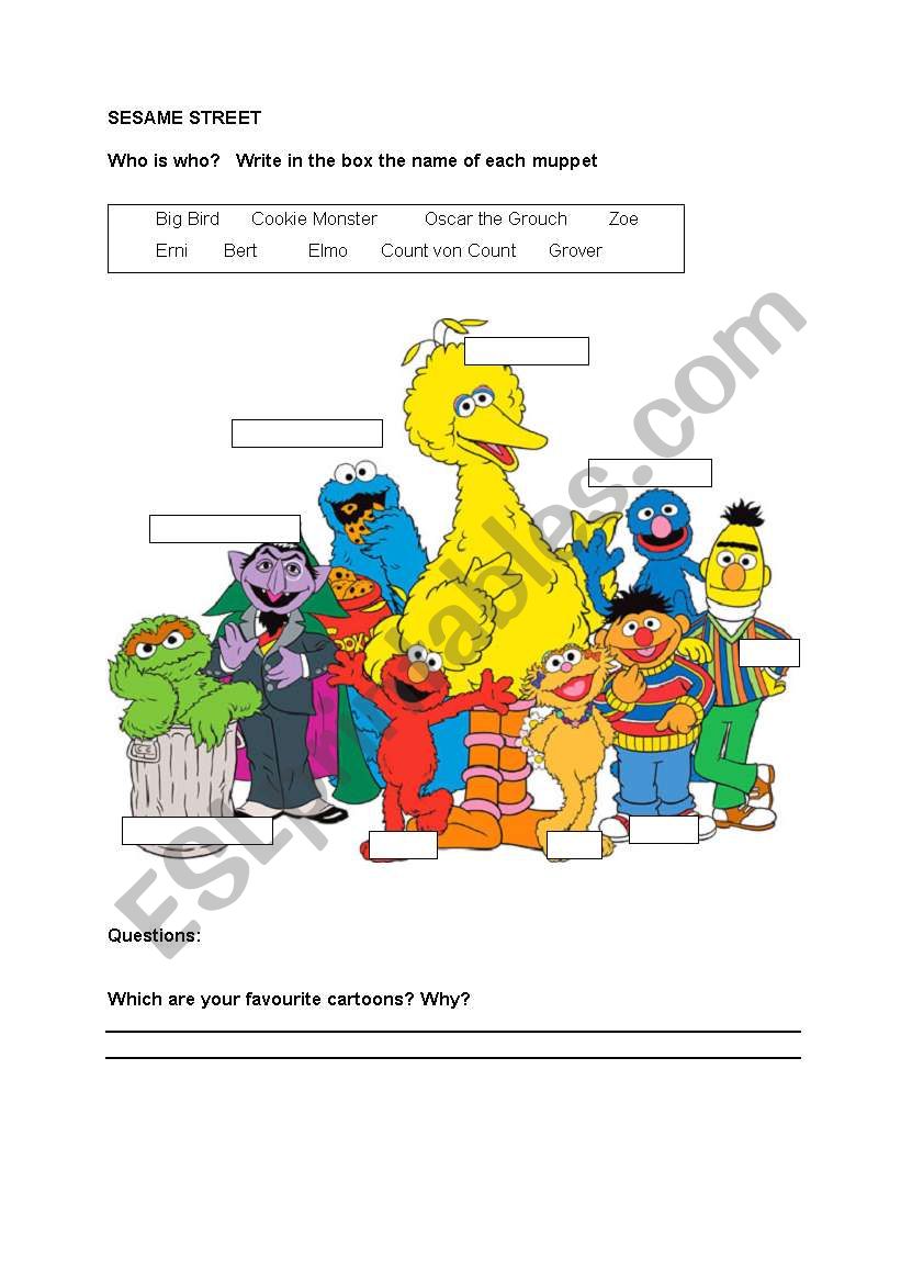 SESAME STREET MUPPETS  worksheet