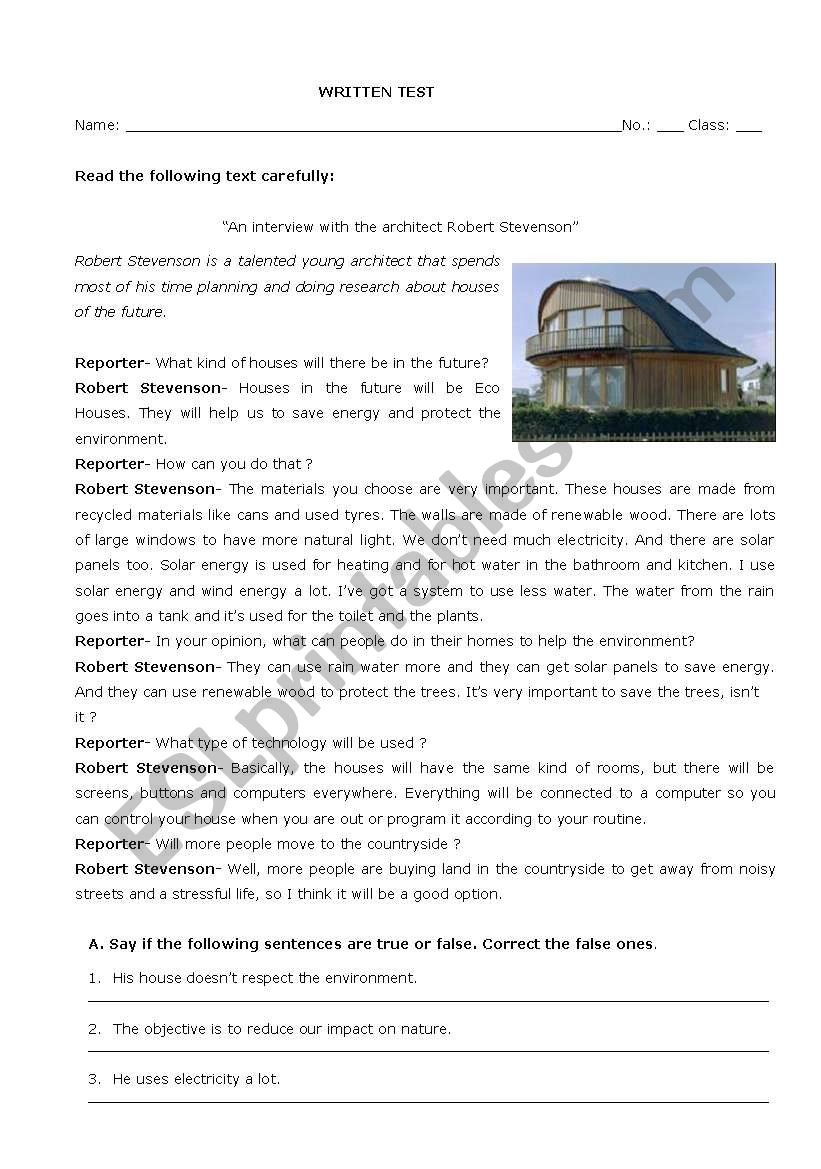 house of the future worksheet