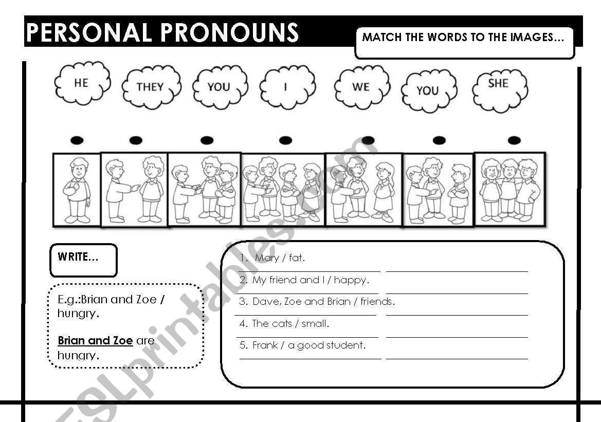 PERSONAL PRONOUNS worksheet