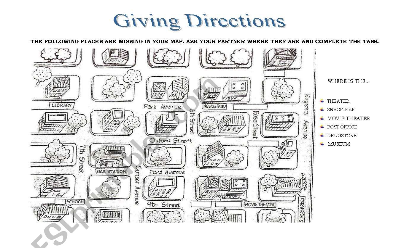 Giving directions - part 2 worksheet