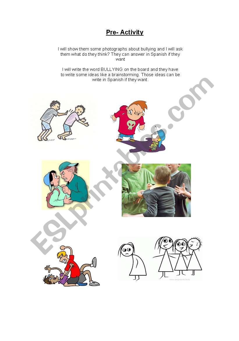 Bullying activity worksheet