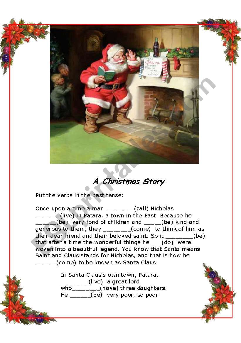 PAST TENSE A CHRISTMAS STORY worksheet