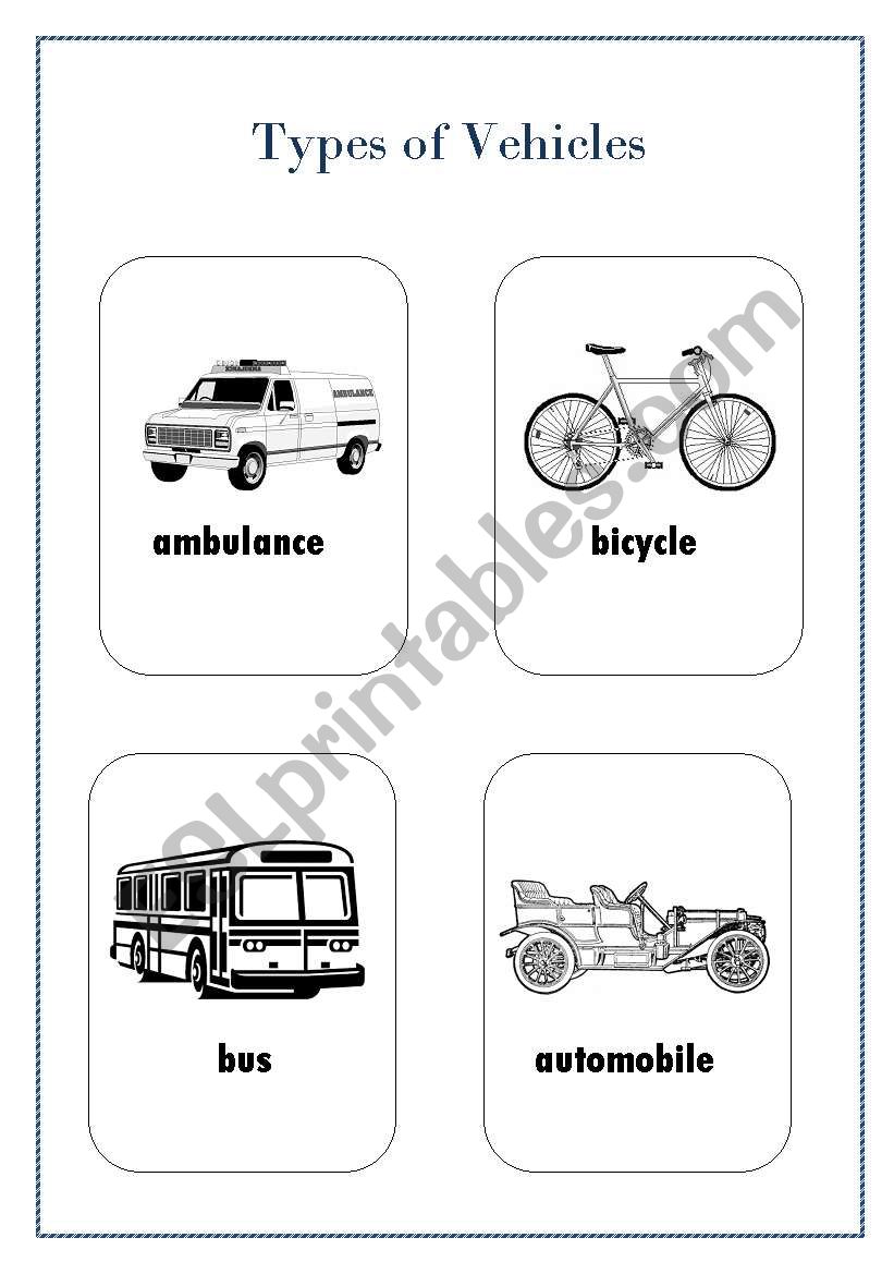 Types of vehicle (1) worksheet