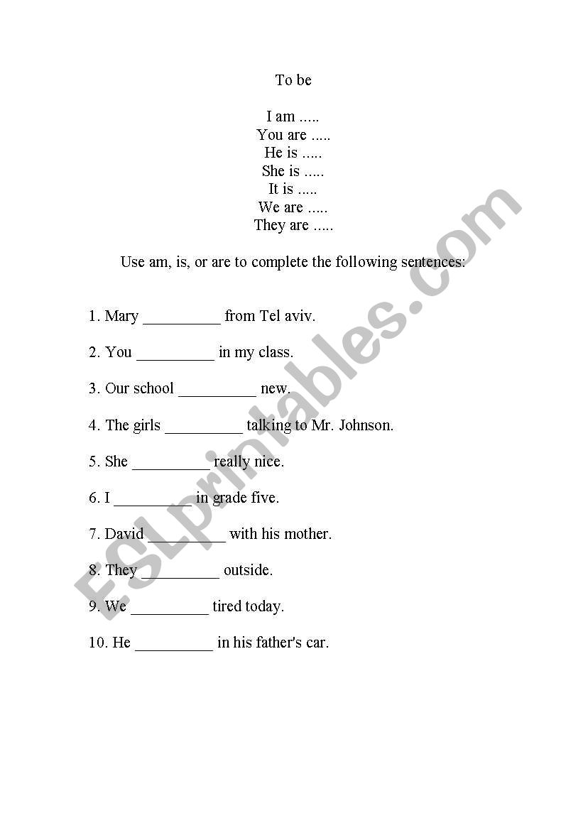 to be worksheet