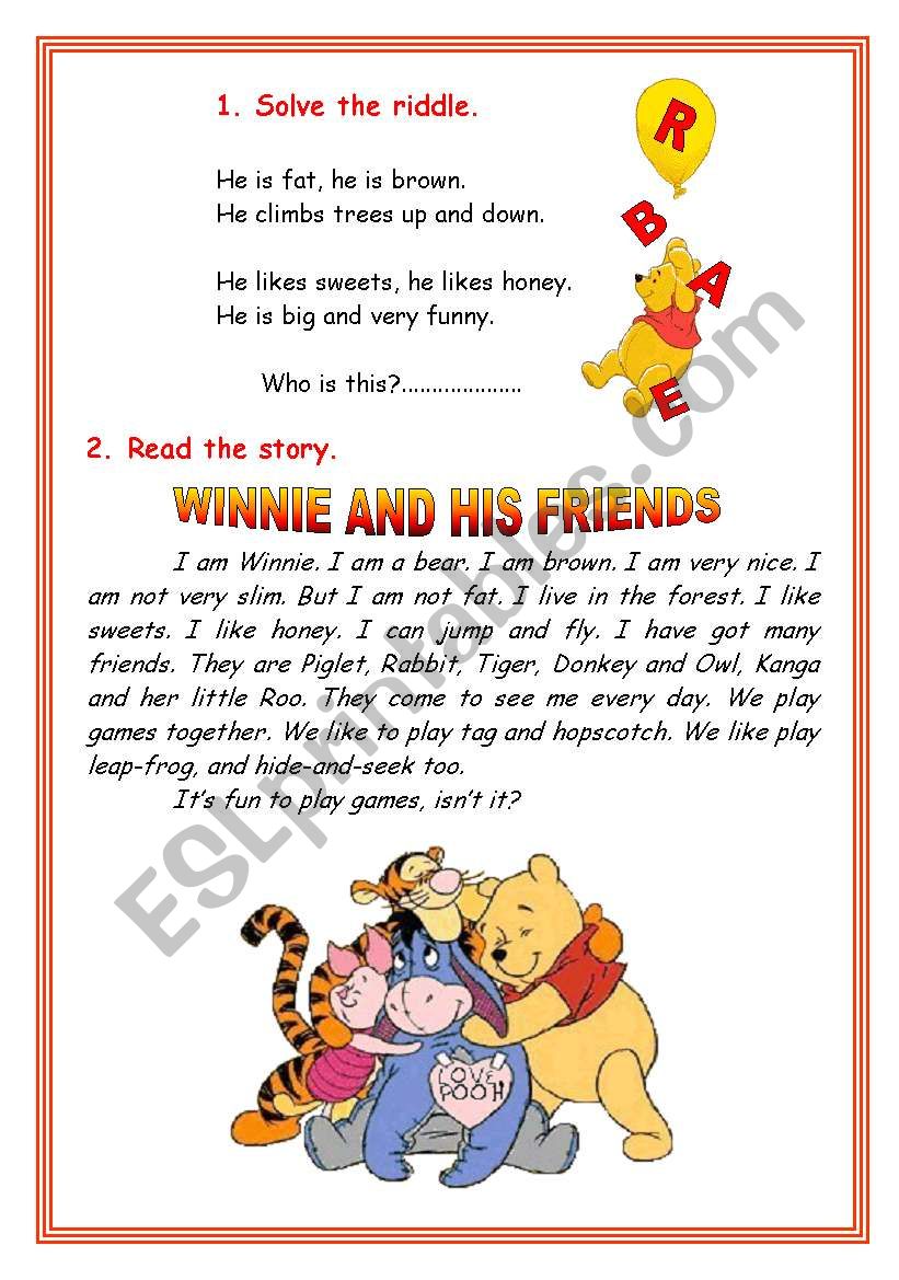 Winnie and his friends (3 pages)