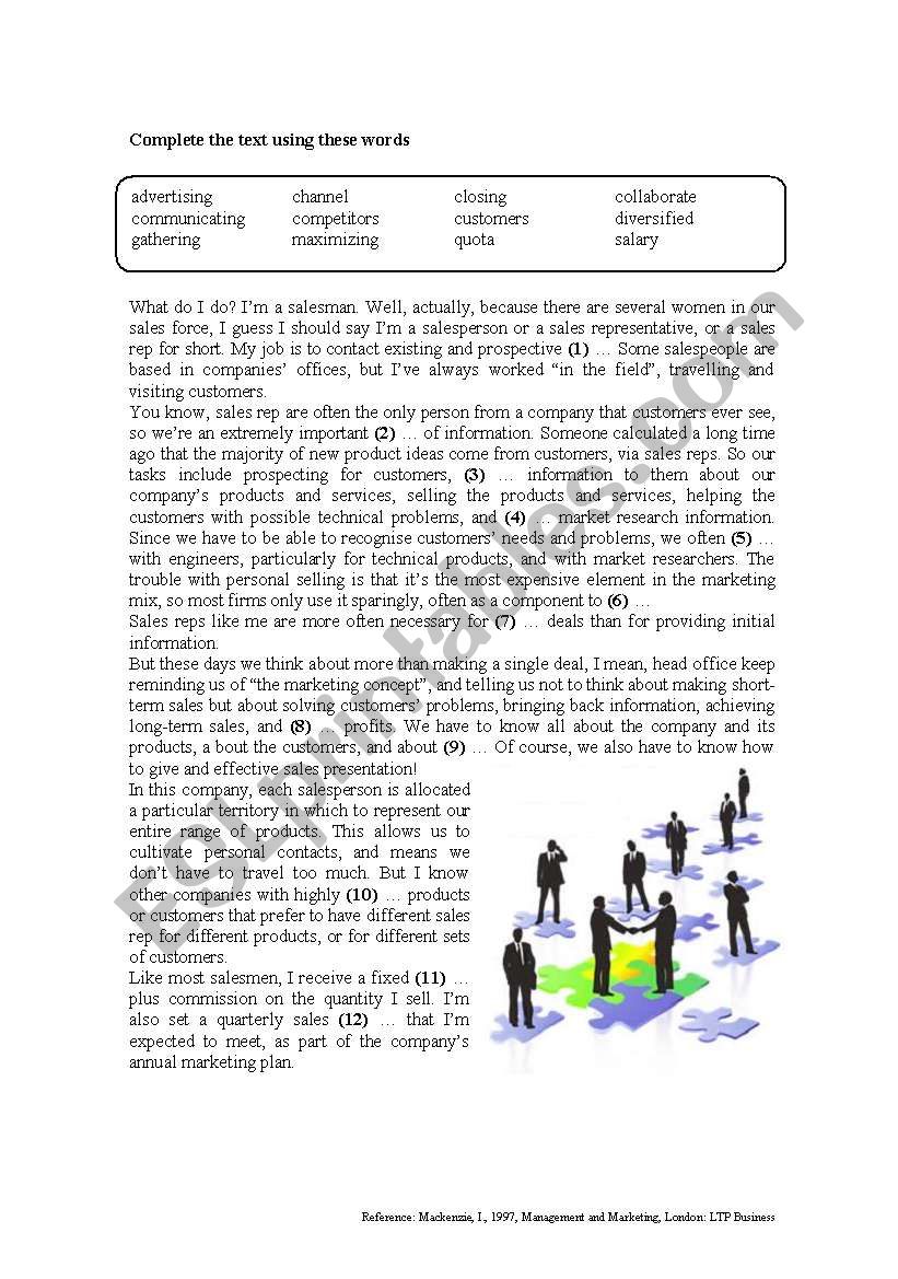 MARKETING VOCABULARY JOBS worksheet