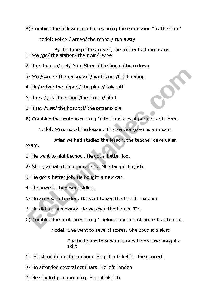 Past perfect and simple past with time clauses