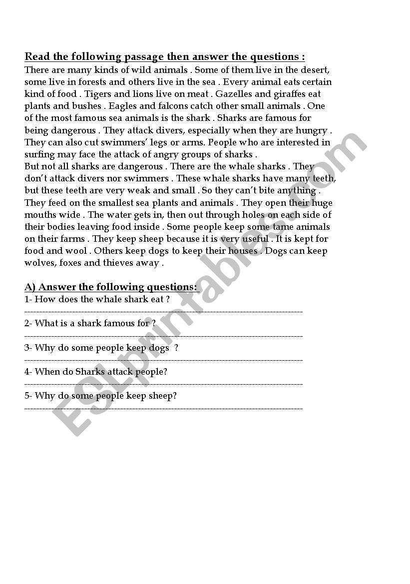 Wild Animals worksheet