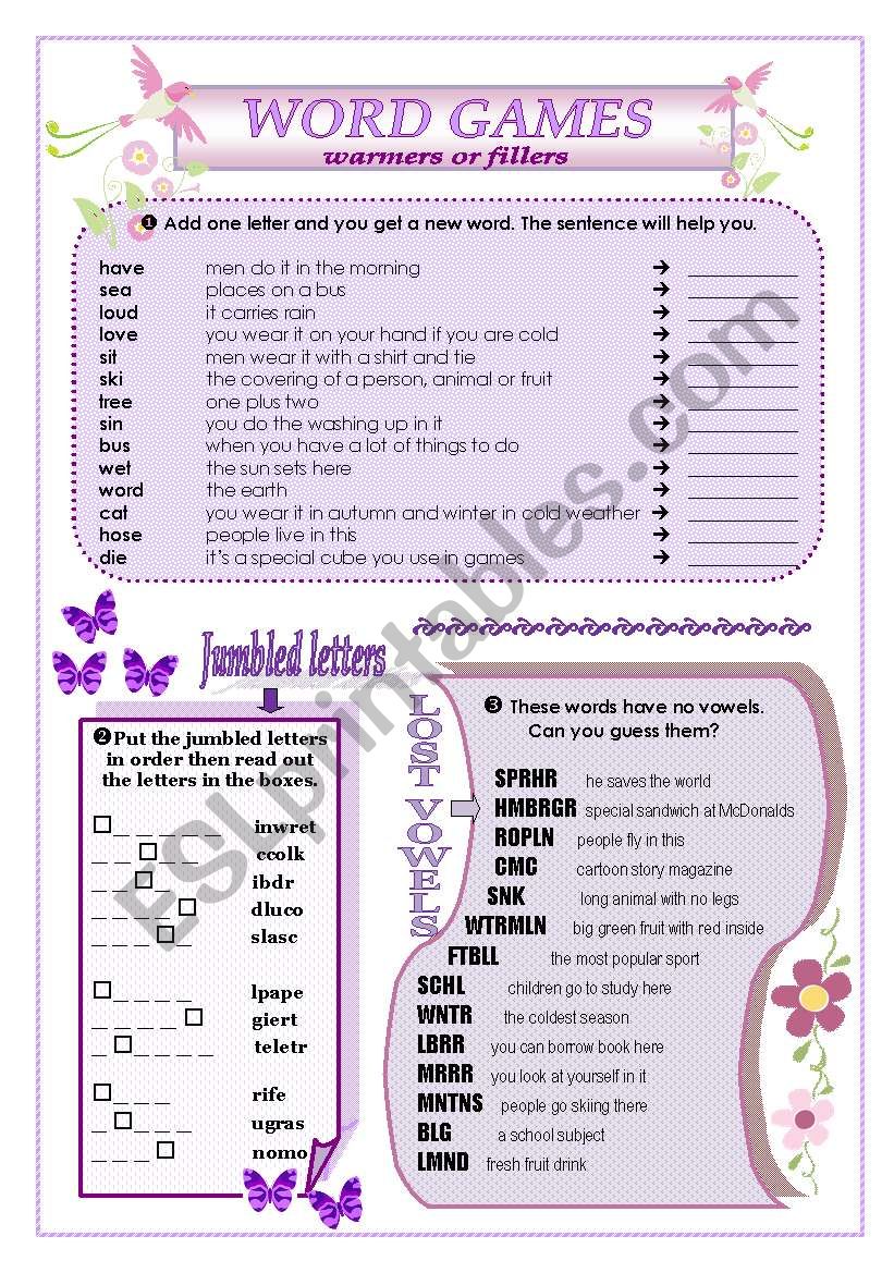 WORD GAMES worksheet