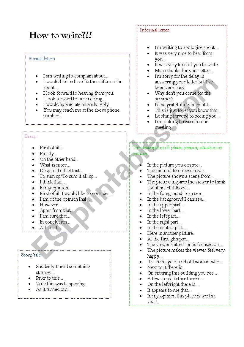 how to write worksheet