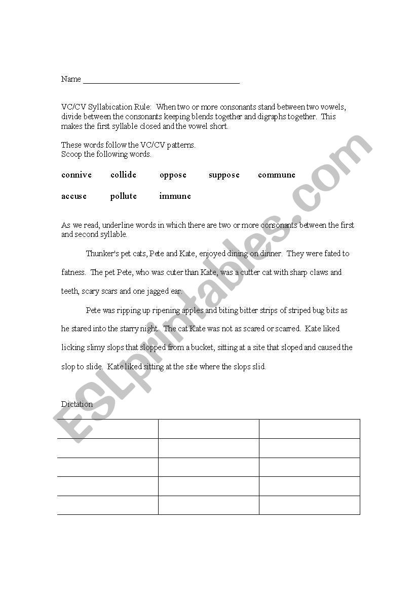 How to divide words between consonants