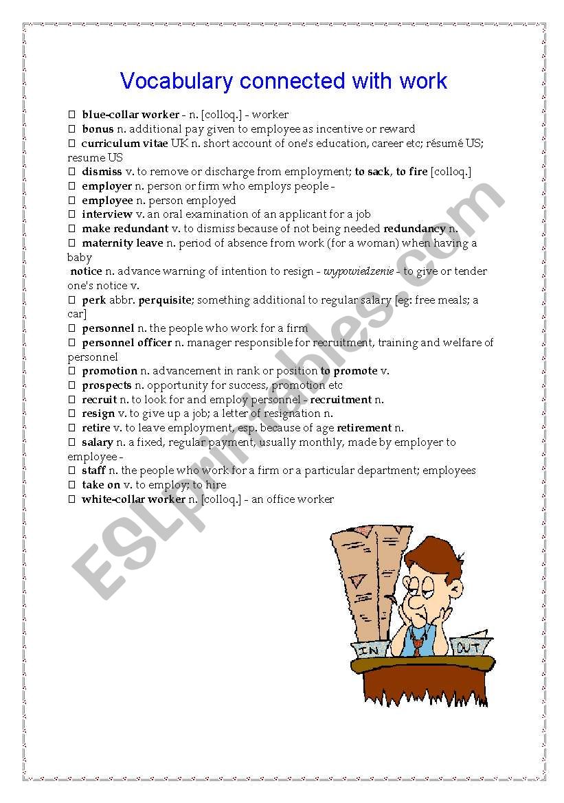 vocabulary connected with work