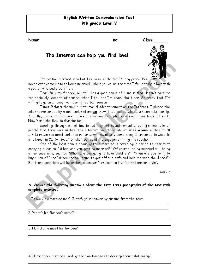 Internet and love worksheet