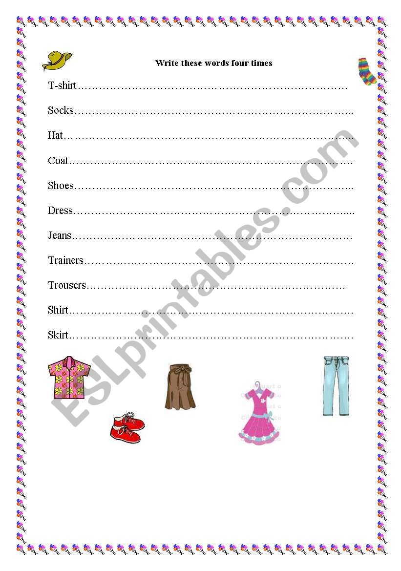 clothes  worksheet