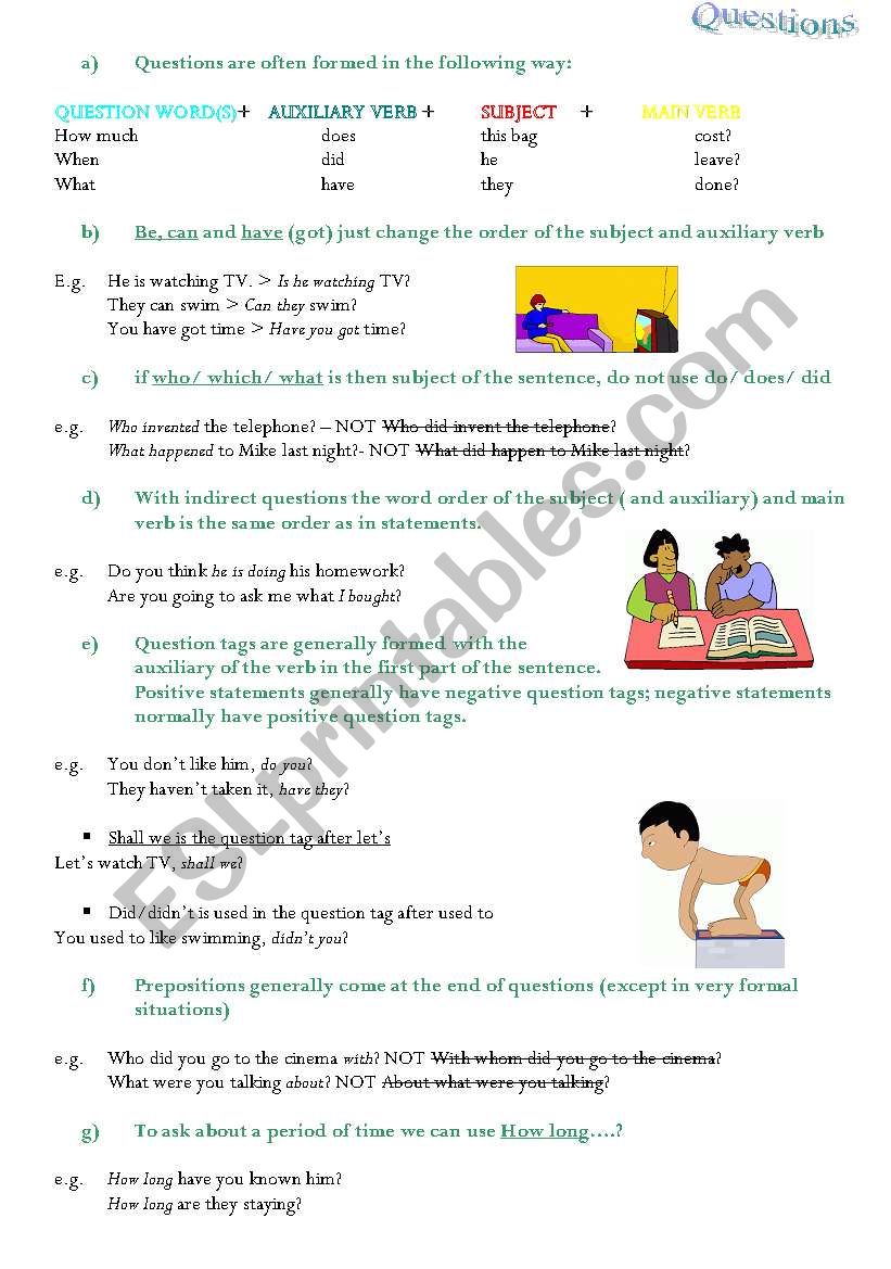 questions worksheet