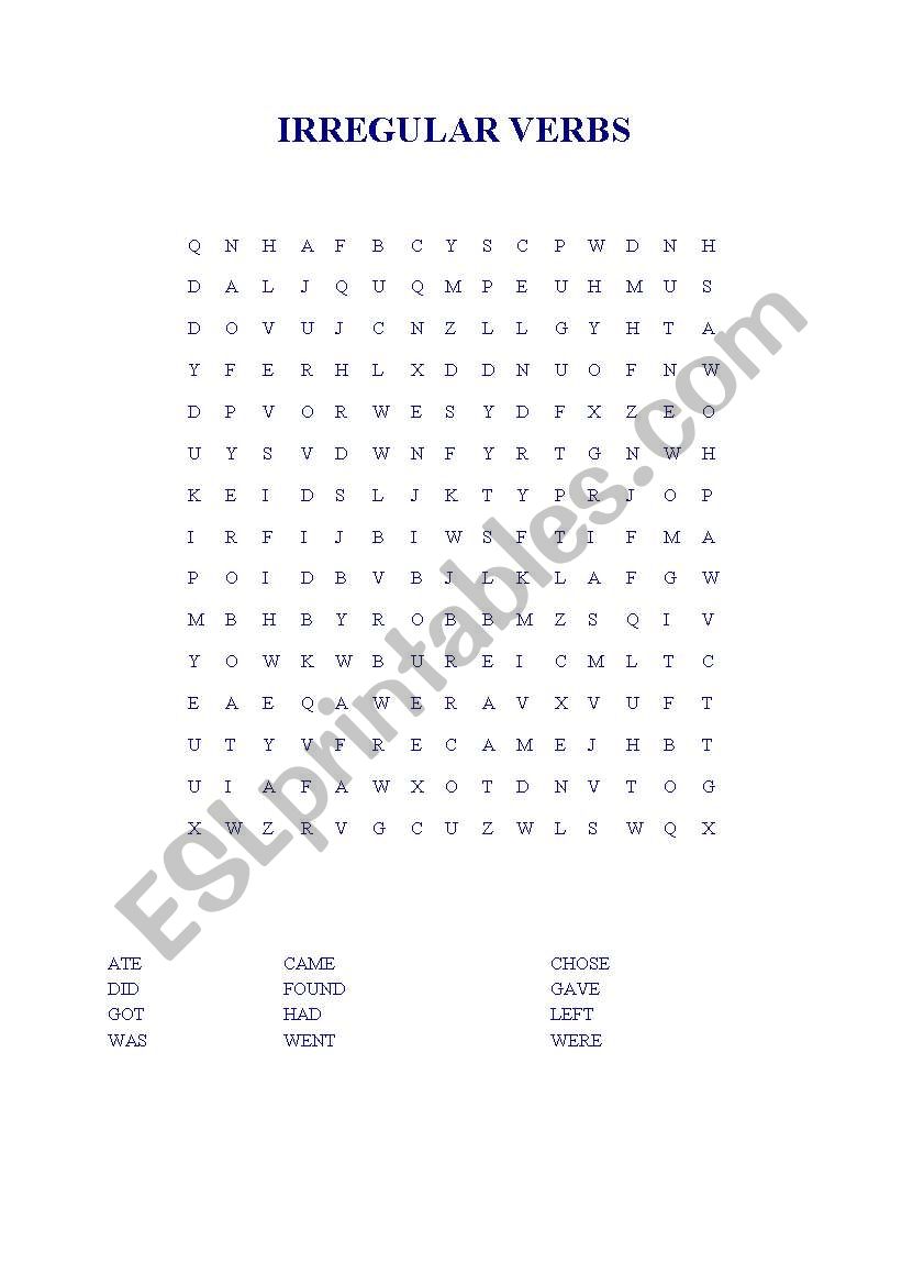 Irregular verbs worksheet