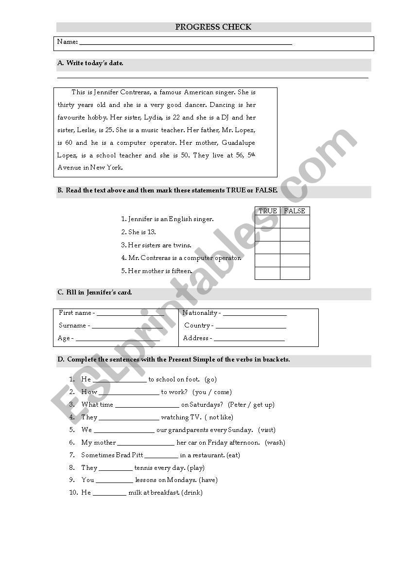 Assessment worksheet worksheet